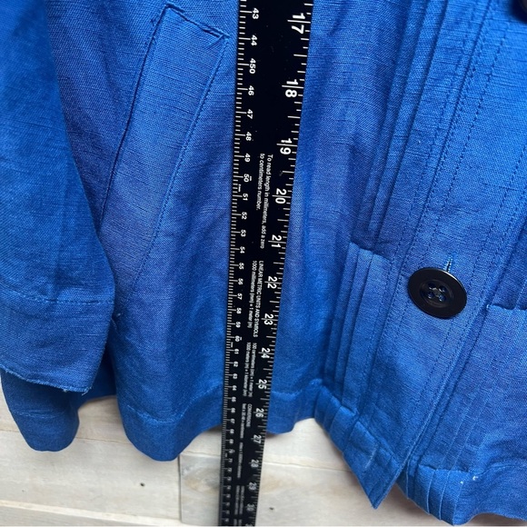Christopher & Banks Linen Blend Jacket Womens XL Blue Button Up Pockets New - Picture 10 of 11